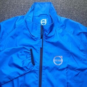 Volvo Windbreaker Jacket Mens Size L Blue Excellent Reflective Logo Full Zip